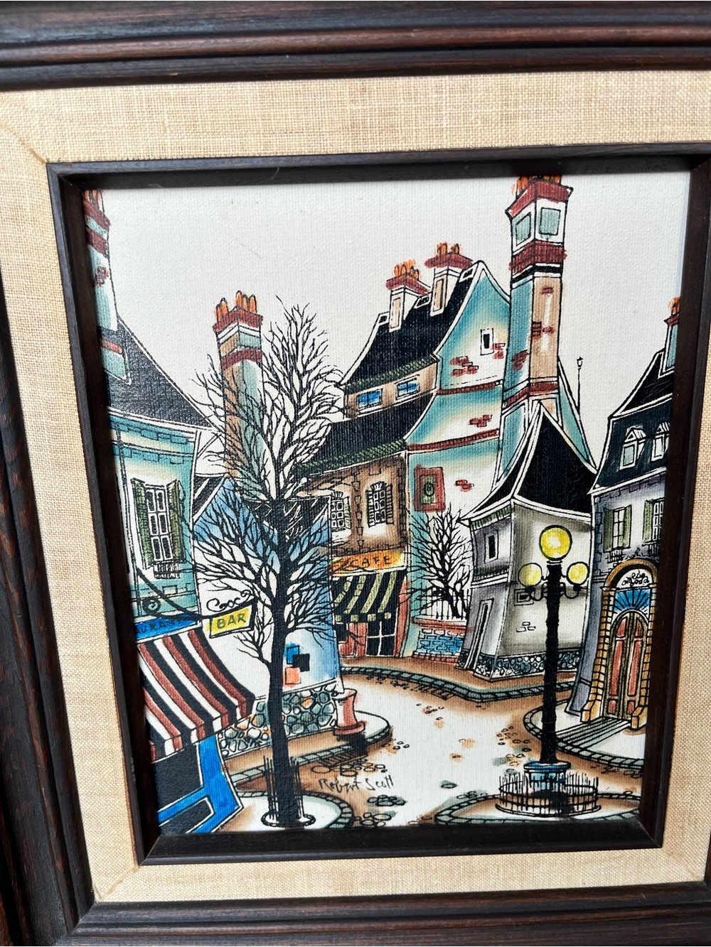 Robert Scott Framed European Street Scene Artwork in Multicolor - Picture 2 of 4